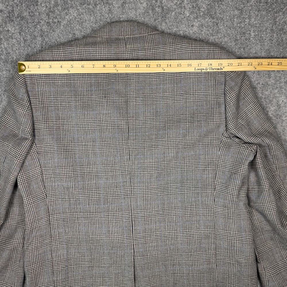 Vtg Hart Schaffner Marx Blazer Men 44R Wool Grey Glen Plaid Houndstooth Coat - Picture 15 of 16